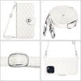 thumbnail image 5 of for iPhone 15 Pro Wallet Case, Elegant Card Holder Cash Slot PU Leather Kickstand Shoulder Strap Shockproof Protective Flip Women Girls Case Cover for iPhone 15 Pro, White, 5 of 6