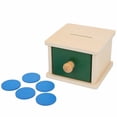 thumbnail image 1 of Caja de juguetes para bebés Imbucare, caja de madera con forma de moneda y bola, juguetes educativos para niños y niñas n.° 1, 1 of 14