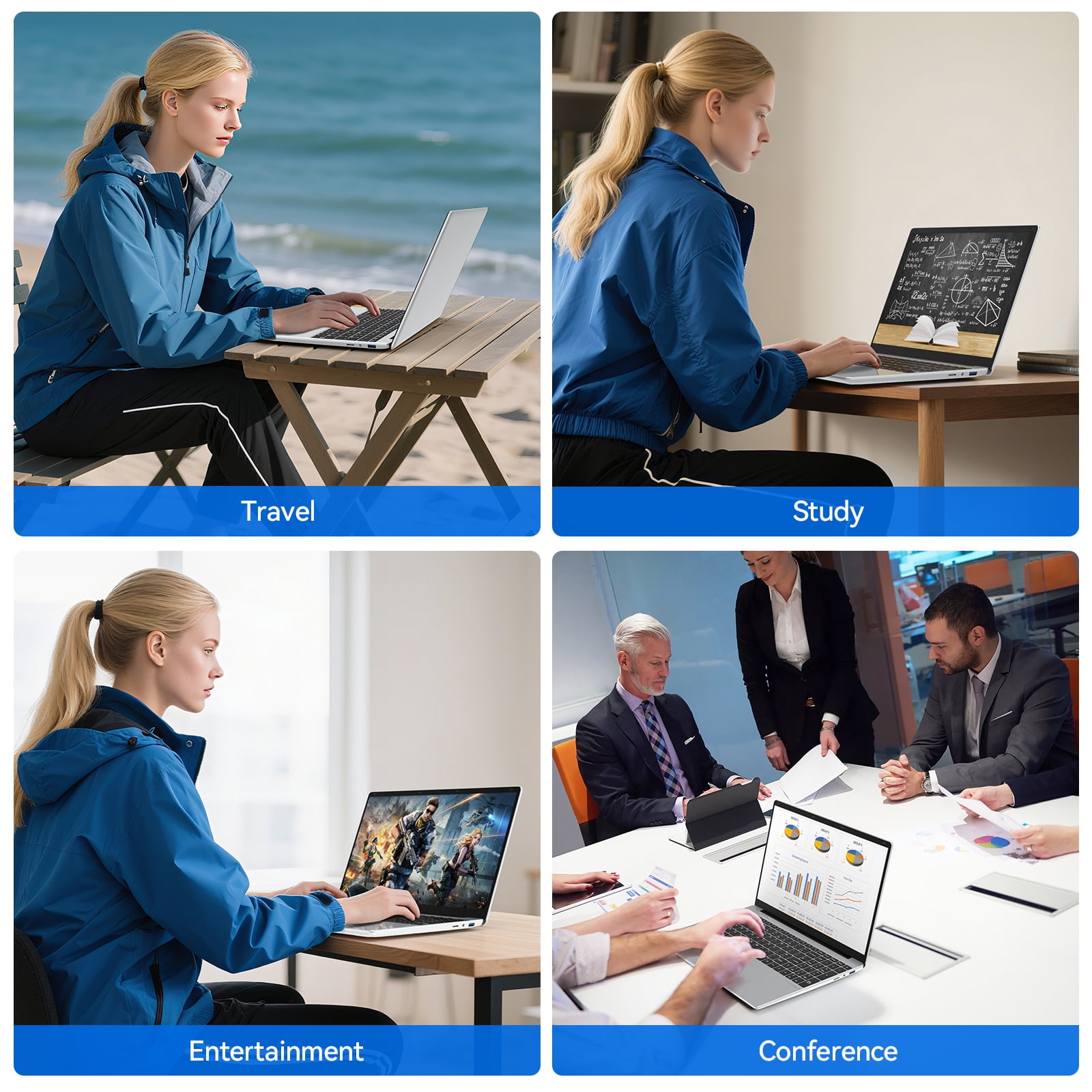 15.6 inch Portable Laptop, HD Display, Intel Quad-Core N100
