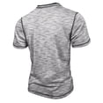 thumbnail image 5 of Men's Casual Short Sleeve T-Shirt Breathable Comfort Fit Solid Color Tee with Stylish Letter Stripe Stitching Design Mens Work Shirts Summer Basic Tee Shirts, 5 of 9