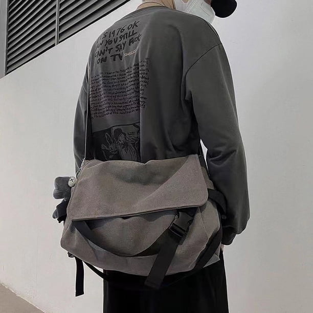 Vintage Canvas Crossbody Bag, Large Capacity Messenger Bag, Simple Student Shoulder Bag