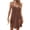 Dark brown, variant on Sleeveless Striped Print Women Spaghetti Strap V-neck Mini Dress with Built in Shorts