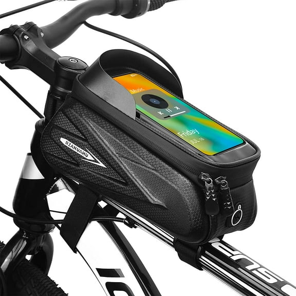 Bike Bicycle Frame Bag, Bike Handlebar Bags for Rear Rack, Bike Pouch Phone Mount Top Tube, Waterproof Bike Accessories Phone Case Holder for Cellphones Below 7.2'' iPhone 11 12 13 XS XR 8 Plus