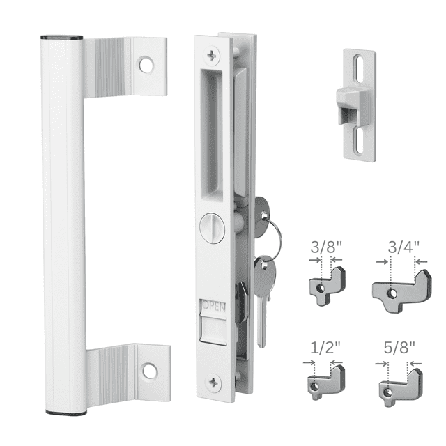 THAKEN Sliding Glass Door Handle Set, 65/8", White Patio Door