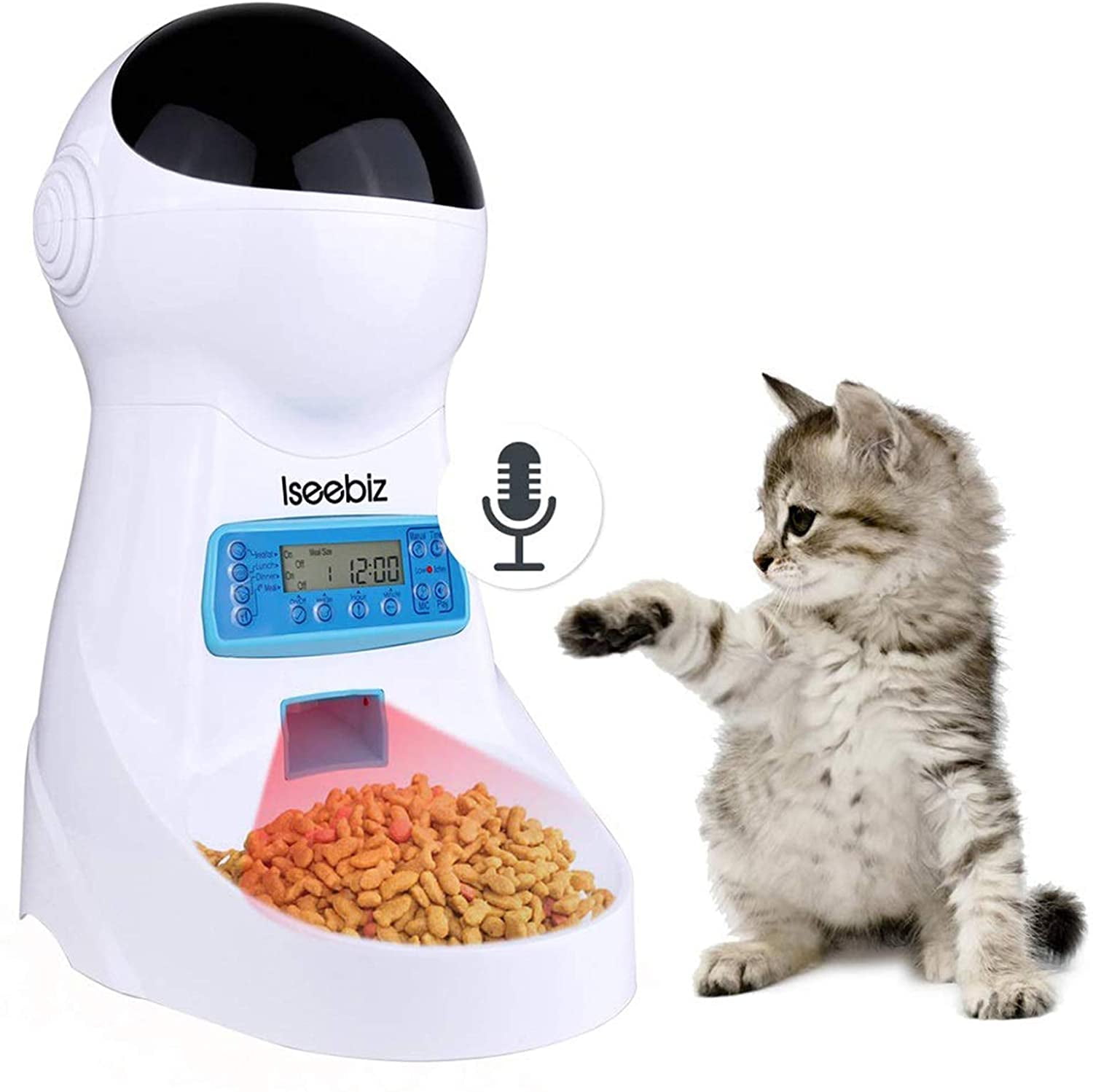 6Meal Automatic Pet Feeder Food Dispenser for Cats and Dogs,Pink