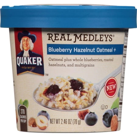 (6 Pack) QuakerÃÂ® Real MedleysÃÂ® Blueberry Hazelnut Flavor Oatmeal 2.46 oz. (Mom's Best Cereal Oatmeal)
