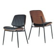 thumbnail image 2 of Hassch Faux Leather Dining Chairs, 2 Pack, Mid-Century Modern Side Chairs with Walnut Bentwood Back, Upholstered Seat and Black Metal Legs, Easy Assembly, 2 of 9