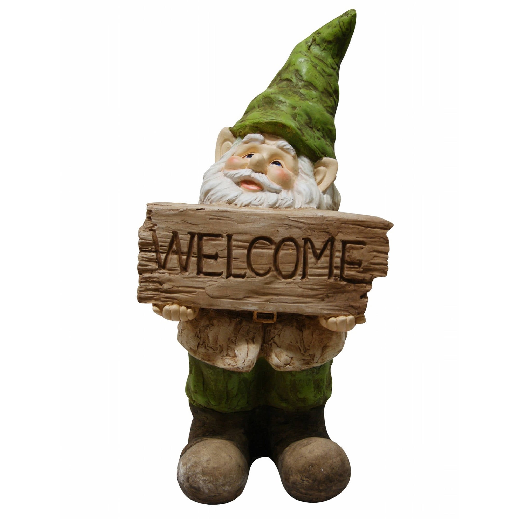 Gnome with Welcome Sign Statue by Alpine Corp