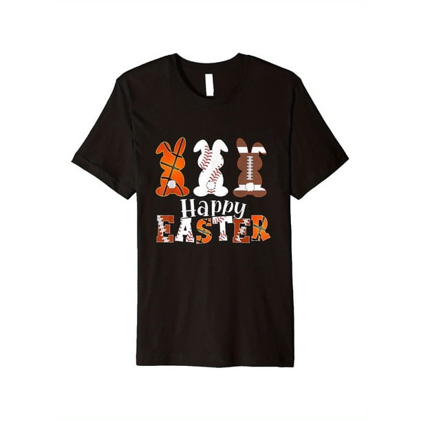 Playful Fun, Boys' Happy Easter Bunny T-Shirt - Soft Cotton, Breathable, Comfortable Short Sleeve Tee with Baseball, Football, Basketball Rabbit Design, Ideal Gift for Youngsters