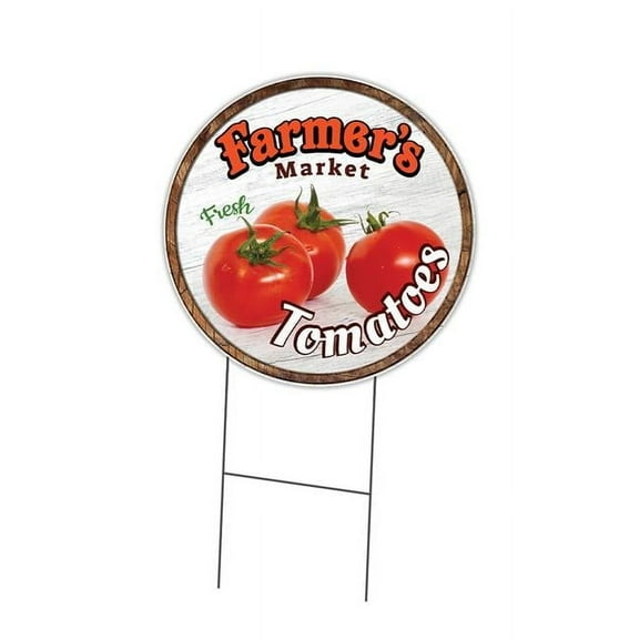 SignMission C-24-CIR-WS-Tomatoes 16 x 24 in. Corrugated Plastic Sign with Stakes Circular - Farmers Market Tomatoes