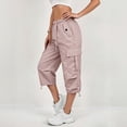thumbnail image 6 of Resicozy Womens Capris with Pockets Loose Fit Casual Capri Pants Dressy Lightweight Ladies Baggy Cargo Pants for Hiking Pink S, 6 of 7
