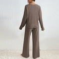 thumbnail image 4 of Efsteb 2 Piece Outfits For Women Solid Color Knitted Lounge Sets V Neck Long Sleeve Pullover Tops Wide Leg Pants Lounge Sweatsuit Sets (Coffee,L), 4 of 6