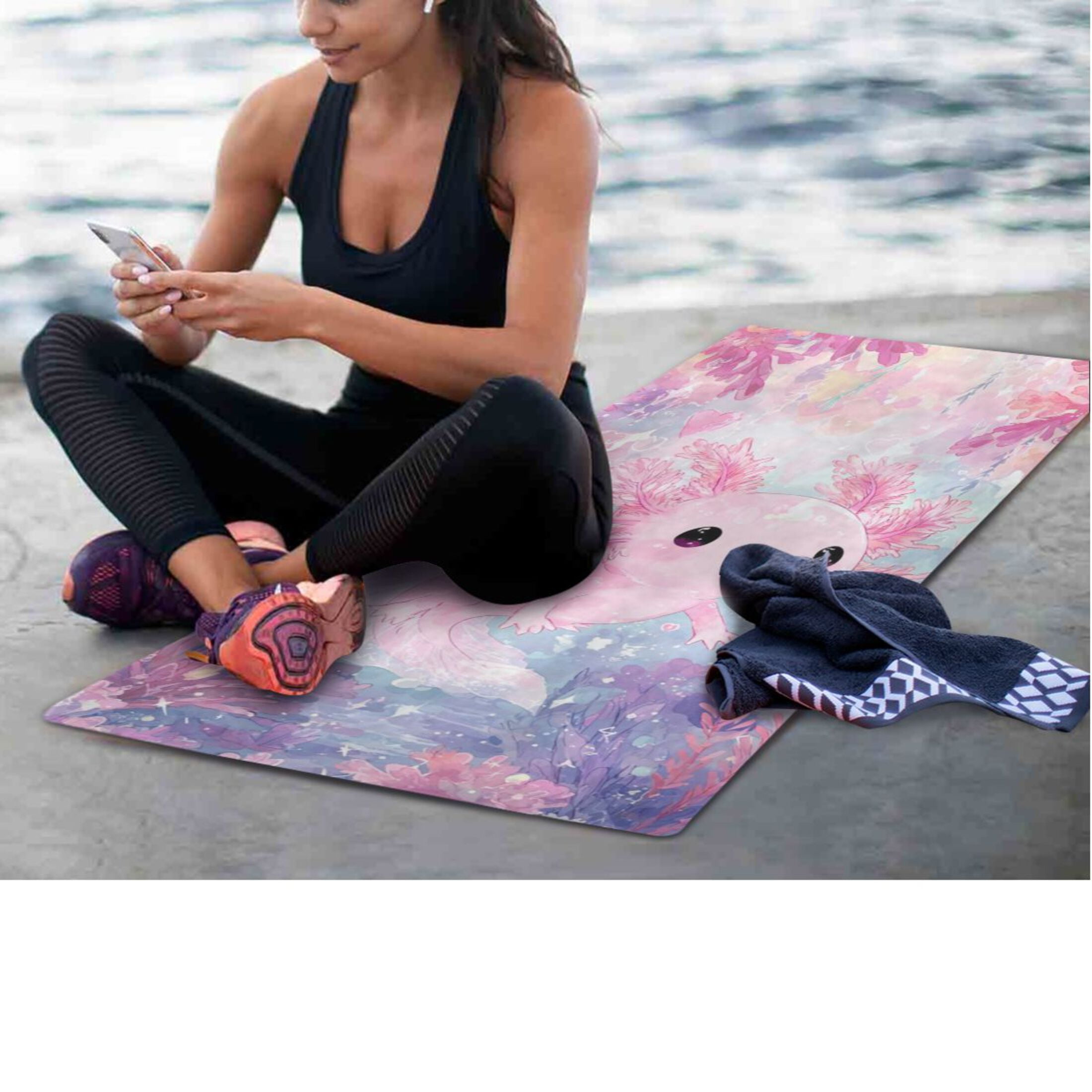 BZSMCE Yoga Mat Women Fitness Mat Pink Fish Waterworld Pattern