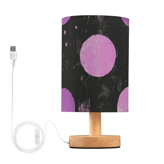 Purple Circle Table Lamp for Desk Nightstand Lamp with USB Modern Gifts for Bedroom Living Room Kids Room