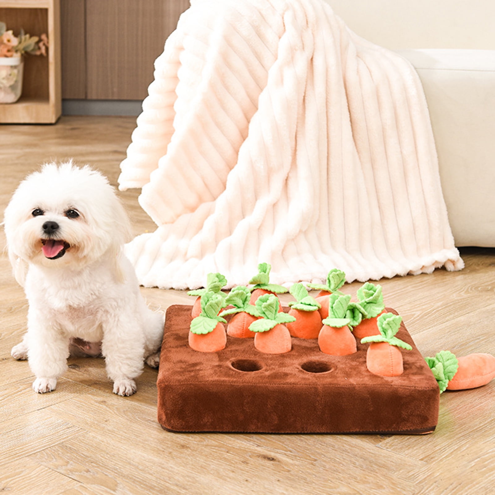 YIFAEUX Carrot Patch Cat Toy Interactive Plush Carrot Patch Toy with 4/12 Squeaky Carrots Pet Puzzle Toy for Indoor Cats