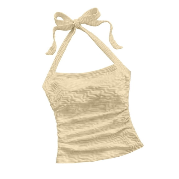 Women's V Neck Halter Tops Open Back Y2k Ruched Floral Metal Summer Going Out Cami Tops Casual Blouse Tops Fashion Trendy Shirt Spring Outfits 2026