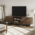 thumbnail image 5 of ChaoLink Industrial TV Stand for 80" TVs, Modern Media Cabinet with 2 Drawers & Heavy Duty Legs, Walnut Entertainment Center, 5 of 6