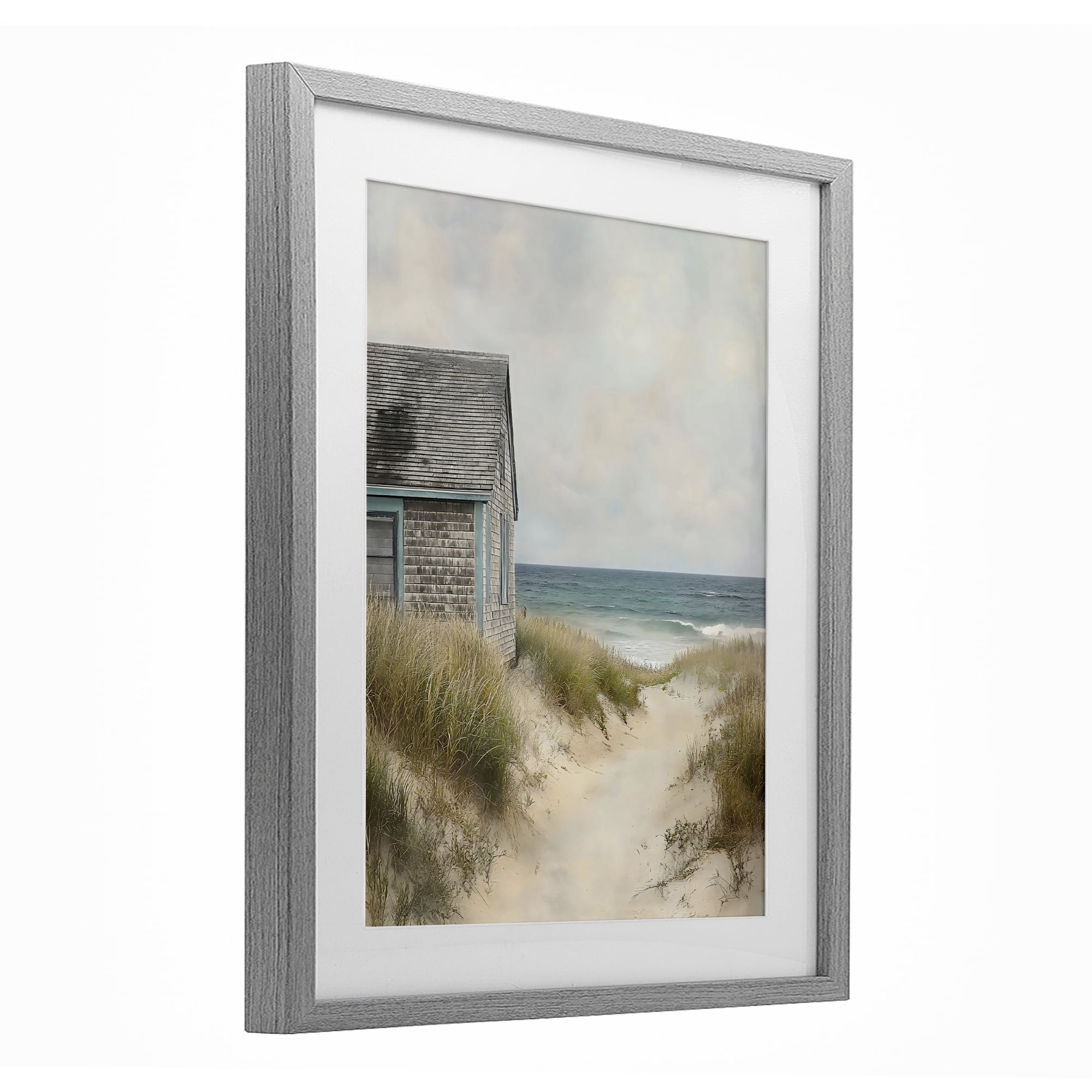 Stupell Industries Oceanfront Cottage on Dune Path Gray Framed Print Under Glass, design by Creative Studio