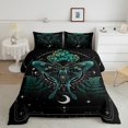 thumbnail image 2 of Feelyou Hippie Green Butterfly Full Size Comforter Sets, Bohemian Star Moon Bedding Comforter Set, Teens Kids Boys Girls Reversible Bedding Sets, Super Cozy Room Decor, 3pcs, 2 of 8