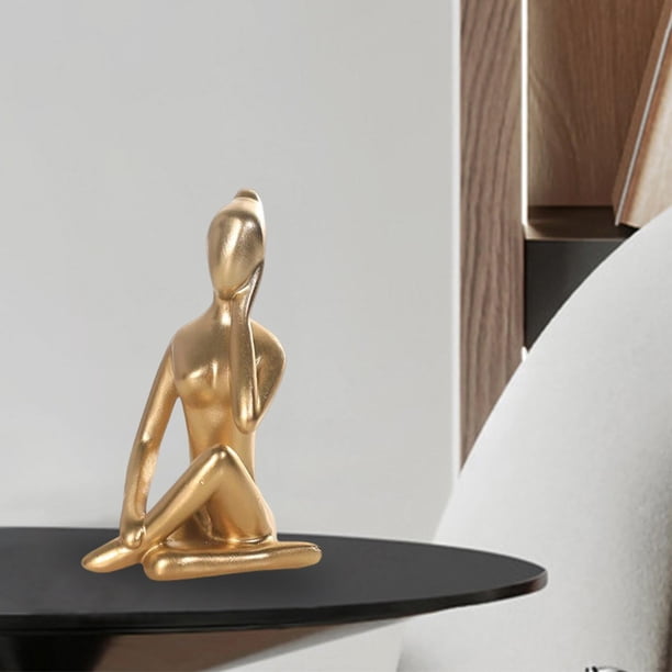 Yoga Pose Estatua Estatuilla, Escultura Yoga Adorno de resina Arte abstracto Pequeña dama Estatua para escritorio Estante pequeña perfecl Figura de estatua de postura de yoga
