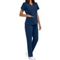 thumbnail image 3 of Xdegoge Women's Scrub Sets V Neck Scrub Tops with Wide Leg Split Bottoms Set 2 Piece Comfortable Work Uniform for Nurses and Healthcare Workers, 3 of 8