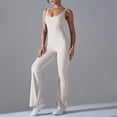 thumbnail image 2 of QHFBli Sleeveless Flare Jumpsuits for Women Sexy Backless Bodycon V Back Scrunch Yoga Rompers Seamless Workout Bodysuit, 2 of 4
