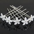 thumbnail image 5 of NIBOLOG 20 Pcs Women's Wedding Bridal Jewelry U Shaped White Flower Hair Pins Clips, 5 of 7