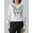 thumbnail image 2 of SUNSIOM T-Shirt Décontracté pour Femmes, Col Rond Manches Longues Motif Totem Vintage Haut de Base Tee Extérieur, 2 of 6