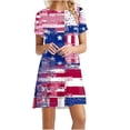 thumbnail image 2 of SMihono Summer Plus Size Dress for Women 2023 Jour de l'Indépendance de la Mode Imprimé Col Rond Manches Courtes Robe, 2 of 6