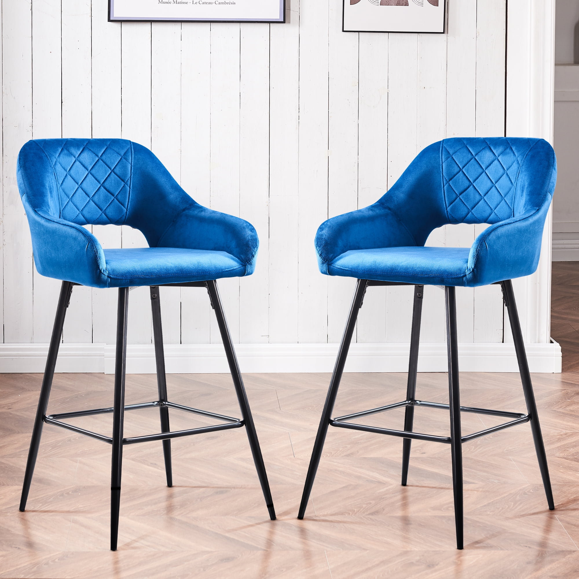 Set of Blue Velvet Counter Height Bar Stools for Kenya Ubuy