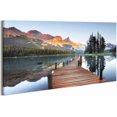 thumbnail image 1 of Lake Landscape Canvas Wall Art, Mountain Forest & Dock Nature Scene, Decor for Bedroom, Living Room, Office, 1 of 6