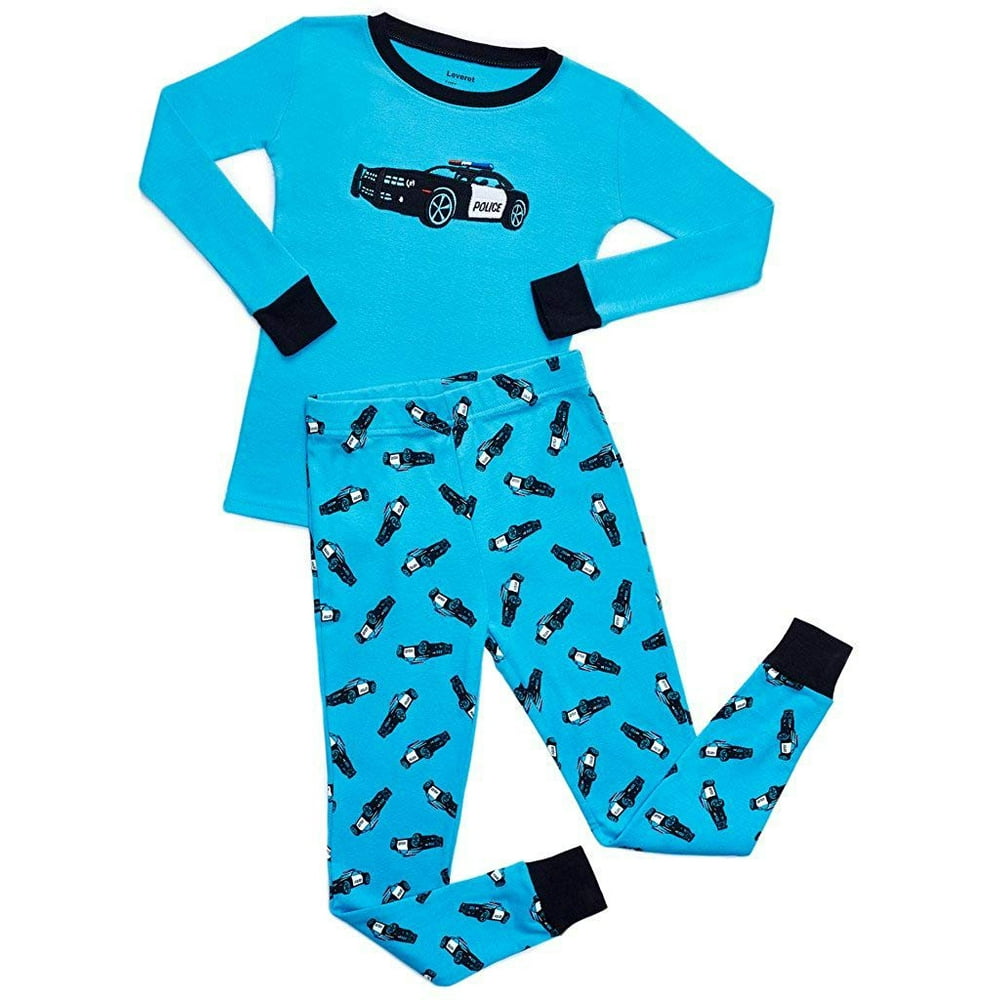 Leveret Leveret "Police Car" 2 Piece Pajama 100 Cotton (Size 12M14
