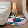 thumbnail image 2 of Round Rugs 7Ft, Colorful Abstract Art Round Area Rug Washable Indoor Throw Carpet, Modern Geometric Oil Painting Large Non Slip Circle Rug for Dining Room Playroom Home Decor Aesthetic, 2 of 8
