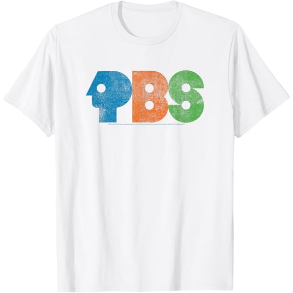 Kiraa Tee With Pbs Colorful Distressed Logo Public Broadcasting Service T-Shirt Birthday Gifts; For Men & Women