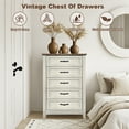 thumbnail image 6 of Tzou 5 Drawer Dresser, Farmhouse Tall Dresser for Closet, Rustic Chest of Drawer with Wide Metal Handles, Wood Dressers Organizer for Bedroom, Living Room, Hallway, 6 of 8