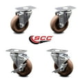 thumbnail image 2 of 4 Inch High Temp Glass Filled Nylon Swivel Top Plate Caster Set with 2 Brakes, 2 of 2