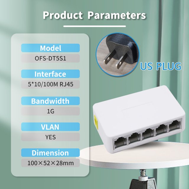 Interrupteur Ethernet 5 8 Ports UTP RJ45 Gigabit 1000 Mbps Mini Interrupteurs Réseau VLAN Ethernet Splitter Lan Hub Interrupteur 5 Ports 100M Prise US