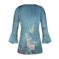 thumbnail image 5 of Pompotops Mode Femme Imprimé Bouton Décontracté Col en V Manches 3/4 T-Shirt Blouse Tops en Solde, 5 of 5