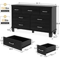 thumbnail image 7 of Dresser for Bedroom, Wooden 7 Drawer Chest, 51" Wide Modern Storage Dresser TV Stand with Metal Handles, Versatile Closet Organizer for Living Room, Hallway, Entryway, Black, 7 of 7