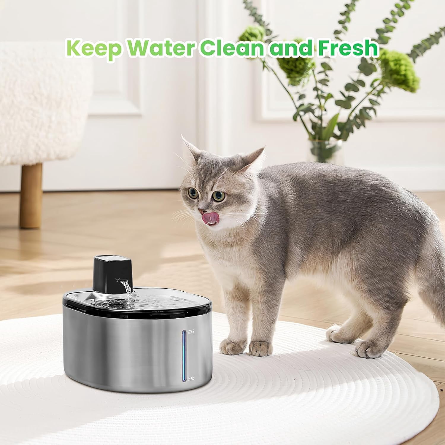 16 Pack Replacement Filters & 16 Pack Sponges for 152oz/4.5L Wireless Cat Water Fountain PTM-643