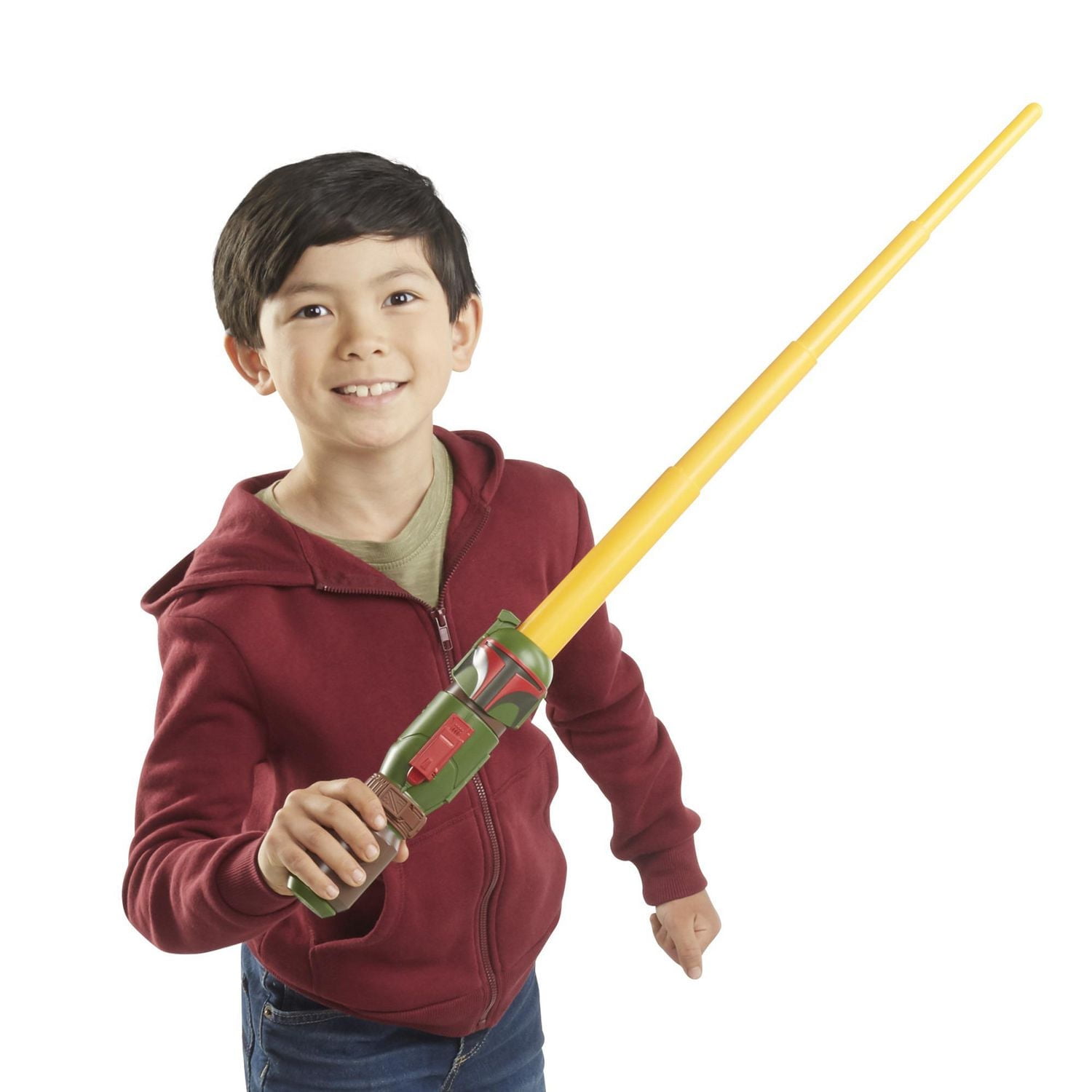 Star Wars Lightsaber Squad Boba Fett Extendable Yellow Lightsaber Role Play, Pretend Play Toy for Kids Ages 4 and Up