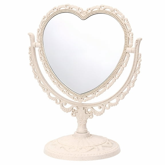 ACDANC 1pc Heart Shaped Vanity Mirror Tabletop Double Sided Mirror Rotatable Vanity Mirror Desk Mirror