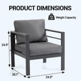 thumbnail image 2 of DELMANGO 2 Pieces Outdoor Patio Chairs Set with Removable Washable Cushions, Wide Armrests & All-Weather Metal Frame for Garden, Balcony, Backyard - Grey, 2 of 7