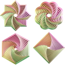 4-Pack Fractal Fidget Hexagon, 3D Printed Stress Relief Toy, Colorful Sensory Fidget, Whirling Spiral Design, Portable Anxiety Relief Gadget for Focus, Relaxation, Office Desk,Xmas Birthday Gift Idea