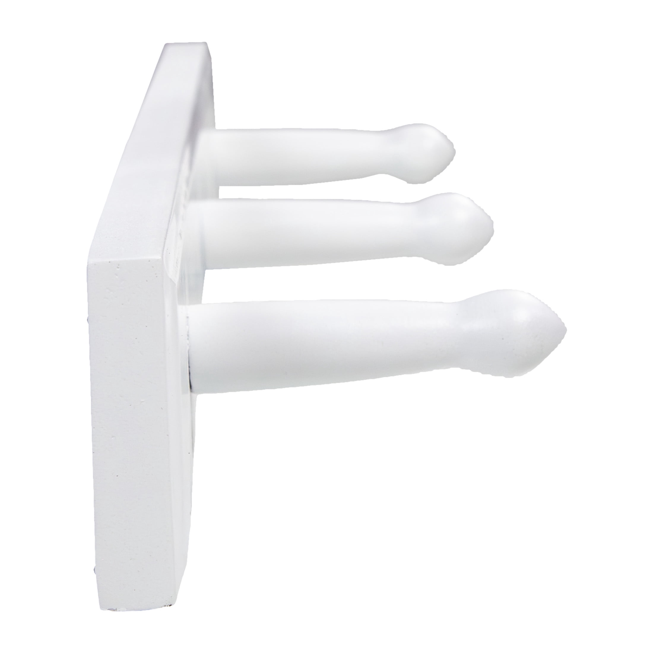 White Wood Dalton Triple Robe Hook, Bathroom, Closet, and Entryway Wall Mount