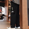 thumbnail image 6 of Kalauyu Men's Fleece Cargo Pants Casual Straight Leg Sweatpants Elastic Waist Men Pants with Pockets Hiking Pants, 6 of 7