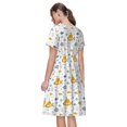 thumbnail image 2 of Bixox Robe d'Été à Manches Courtes pour Femmes Robe Ample Longueur Genou avec Poches-Marine, 2 of 7