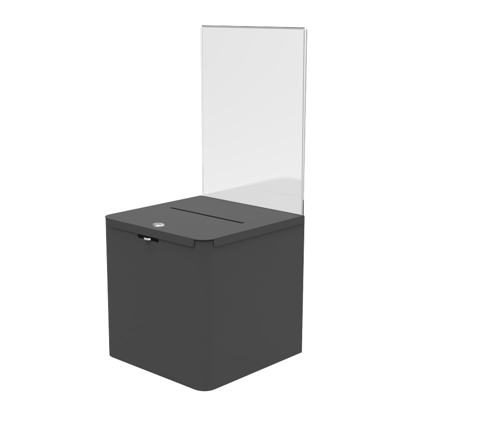 FixtureDisplays® Locking Metal Ballot Box w/ 8.5" x 11" Acrylic Header