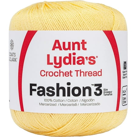 Aunt Lydia's Fashion Crochet Thread Size 3-Maize, Pk 3, Aunt Lydia's