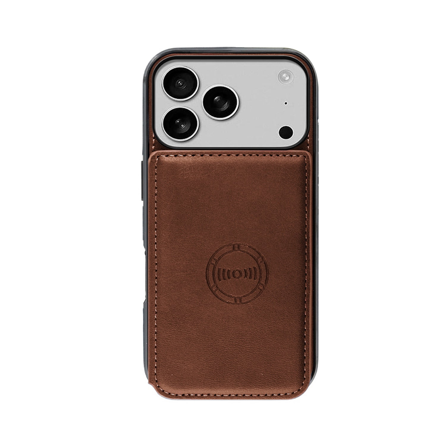 Leather Protective Case with Card Storage Pocket for iPhone 17 Pro Max - Brown